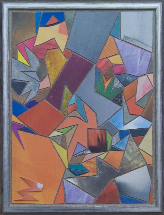 Zeitungscollage aus farbigen Ausschnitten. Von Carsten Schneider, Katalognummer 250