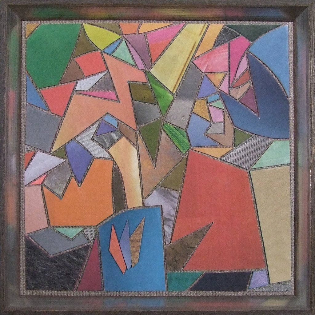 Farbige Zeitungscollage von Carsten Schneider. Katalognummer 252