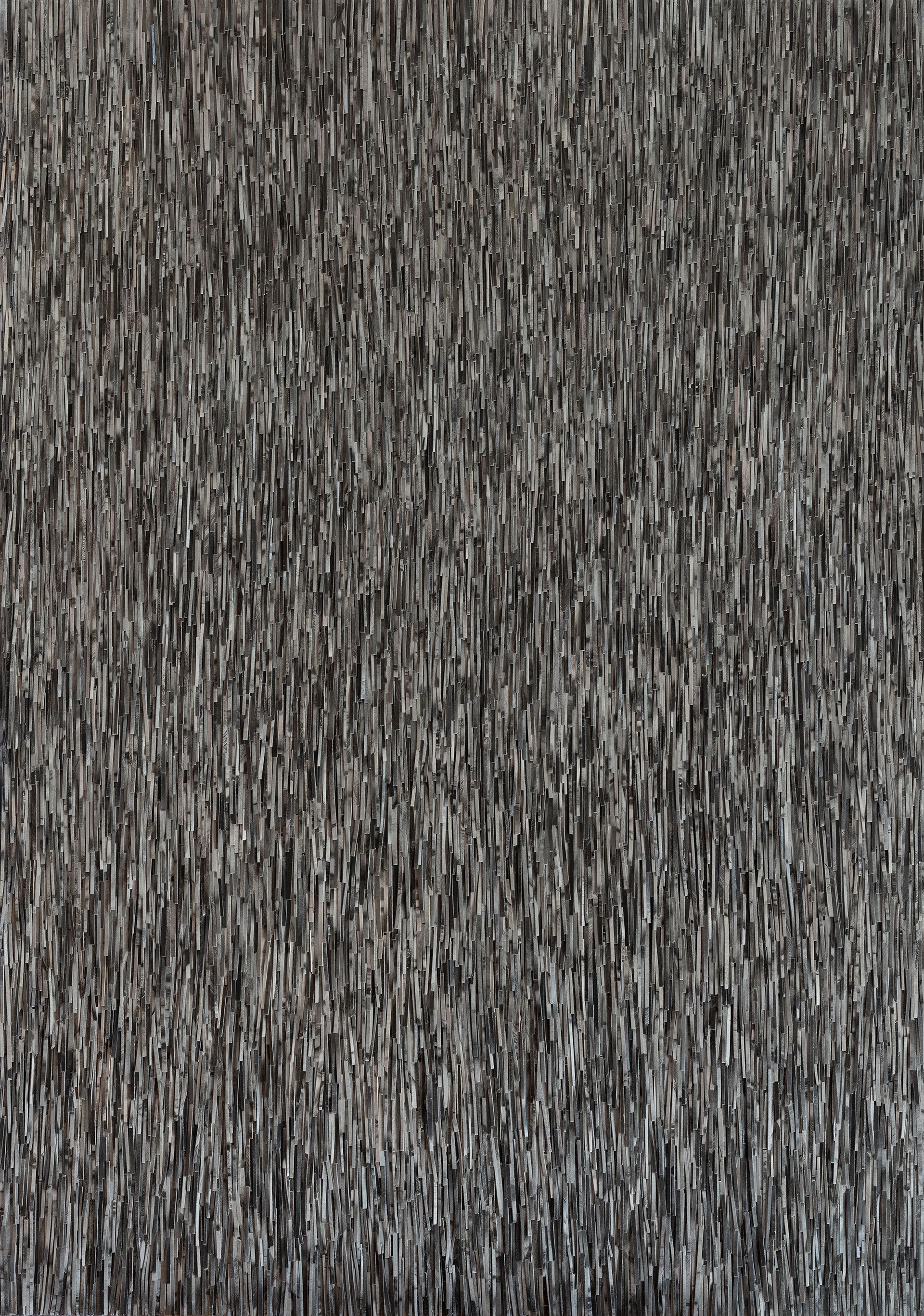 Schwarz-Weißes Weltfell. Zeitungscollage von Carsten Schneider 122 auf 85 Zentimeter.