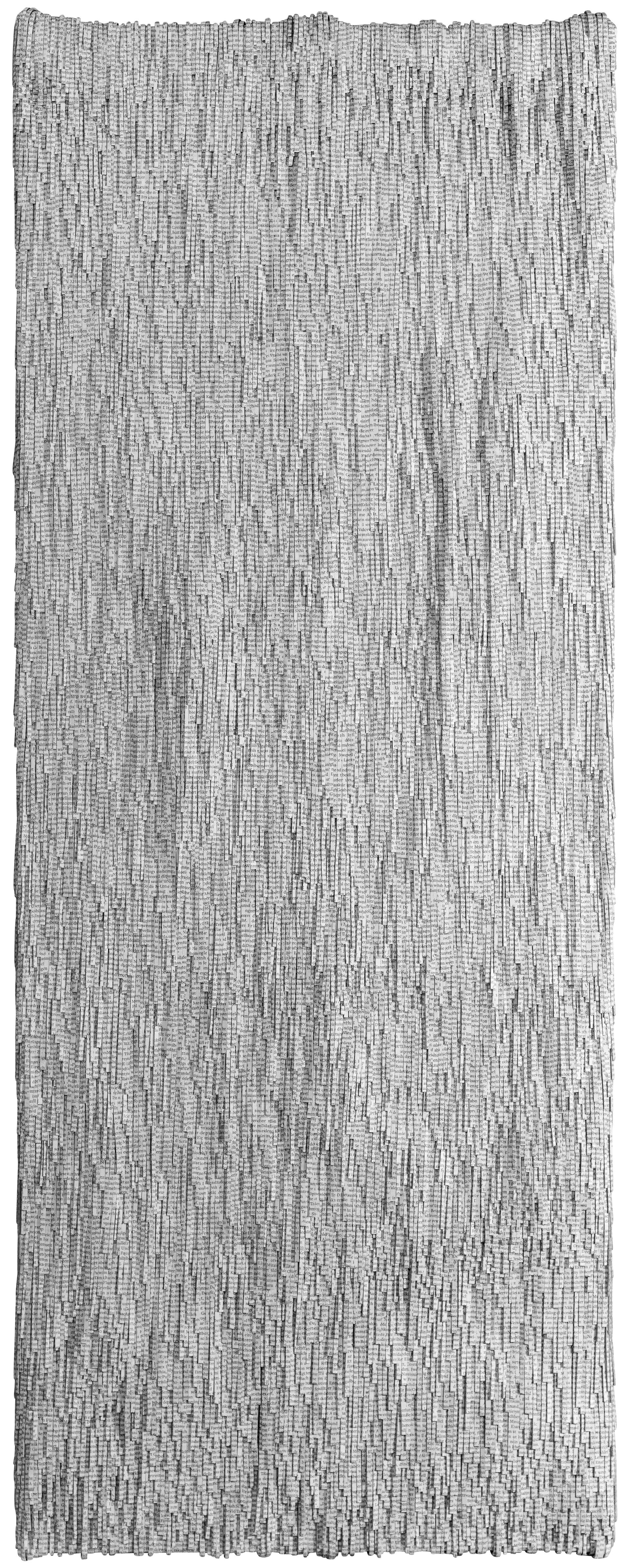 Weltfellsprache. Zeitungscollage von Carsten Schneider 122 Zentimeter auf 85 Zentimeter.