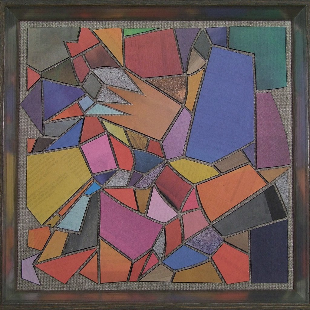 Farbige Zeitungscollage von Carsten Schneider. Katalognummer 280