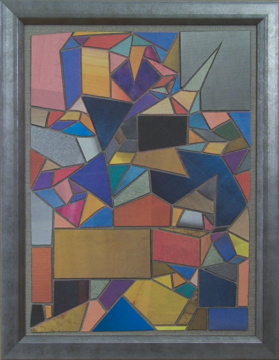 Zeitungscollage aus farbigen Ausschnitten. Von Carsten Schneider, Katalognummer 282