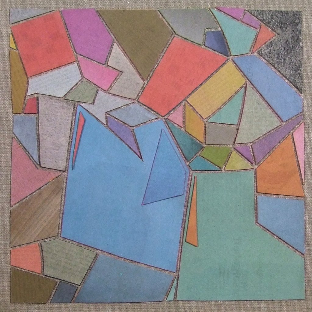 Farbige Zeitungscollage von Carsten Schneider. Katalognummer 286