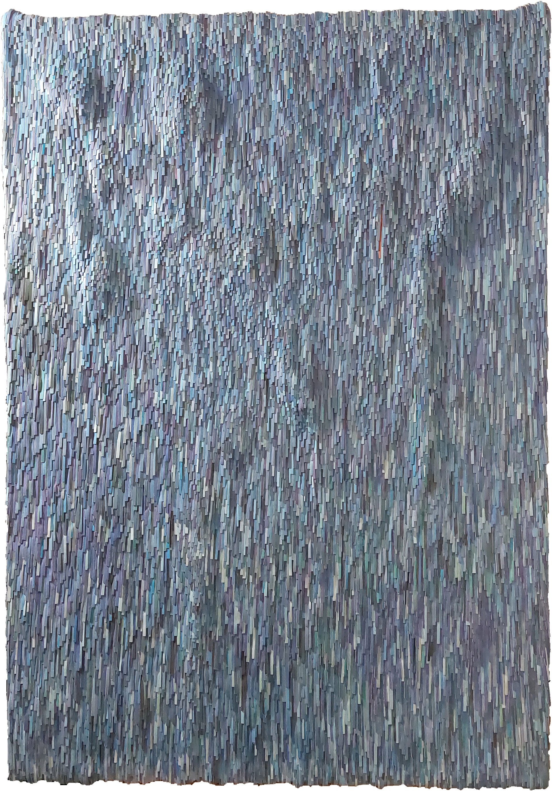 „Blaues Weltfell“ – blaue Zeitungsflächen aus Die Welt ergeben ein flächiges Fell aus Kühle.