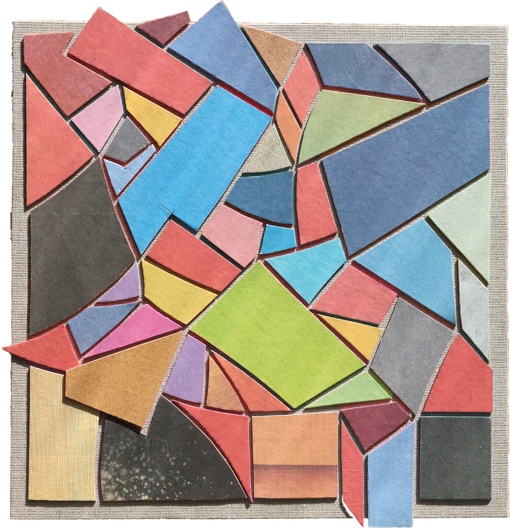 Bunte Zeitungscollage von Carsten Schneider aus dem Jahr 2022. Katalognummer 477