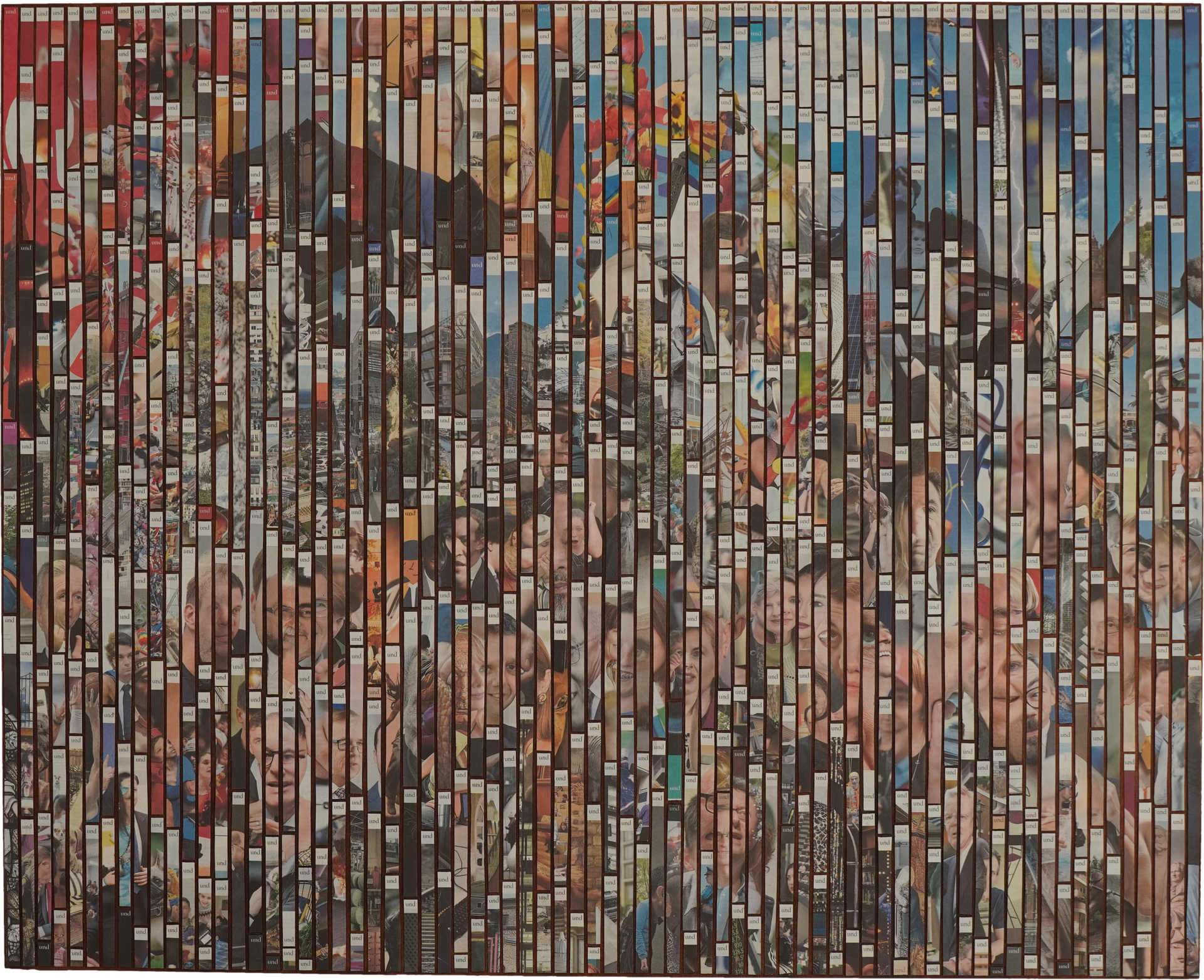 „… und in Wiepersdorf“: Collage aus „und“-Fundstellen des Tagesspiegels, die eine Landschaft bilden.