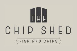 The Chip Shed Fish and Chips Logo with THE in the shape of a shed