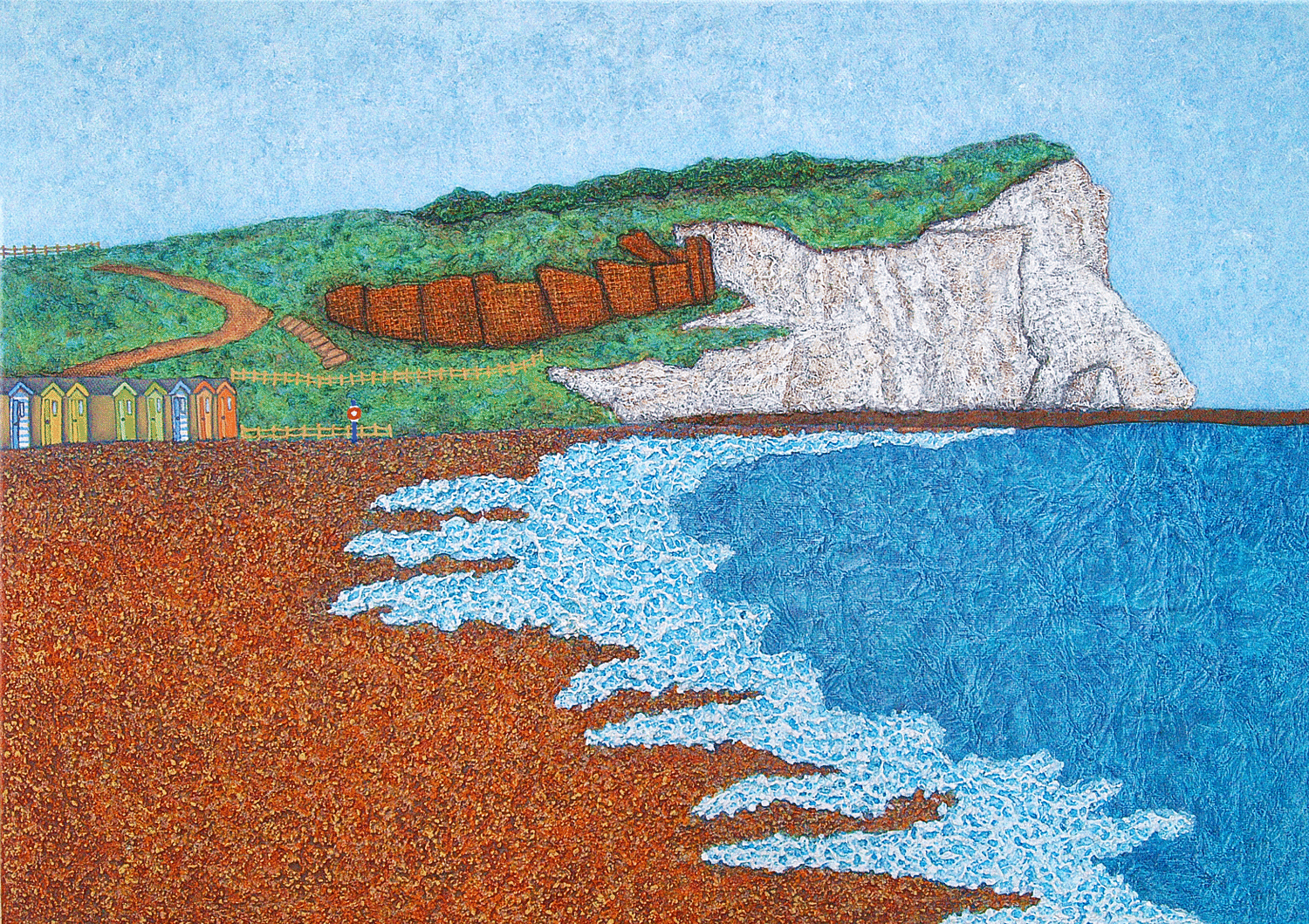 Seaford Beach - Fine Art Giclee Print by Brighton Artist Troy Ohlson created from Troys Original Acrylic and Collage Painting. All images are Troys intellectual property and subject to Copyright.