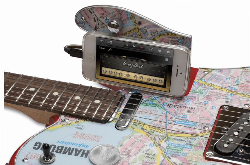 Connects to hidden iPhone Interface „ Sonic Port®. Mobile Pot®, Garageband®, Jam Up Pro® compatible. Connects to hidden iPhone Interface „ Sonic Port®. Mobile Pot®, Garageband®, Jam Up Pro® compatible.