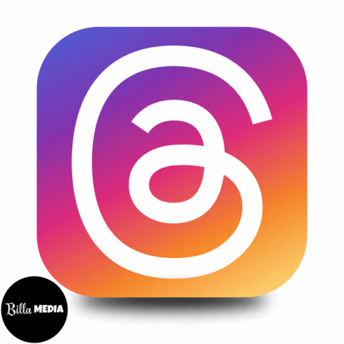 Threads Logo Gif mit Link zur Billa Media Threadsseite.