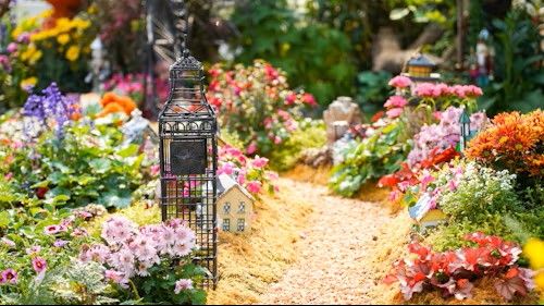 un jardinier qui taille une haie dans un jardin fleurit à Widensolen