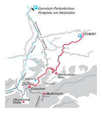 Aufstieg von Elmau über Wettersteinalm und den Königsweg Aufstieg von Elmau über Wettersteinalm und den Königsweg