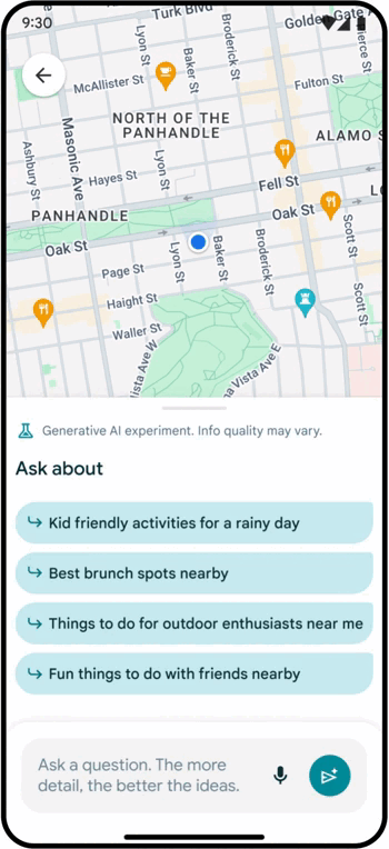Découvrir de nouveaux lieux grâce à l'IA générative dans Maps Découvrir de nouveaux lieux grâce à l'IA générative dans Maps