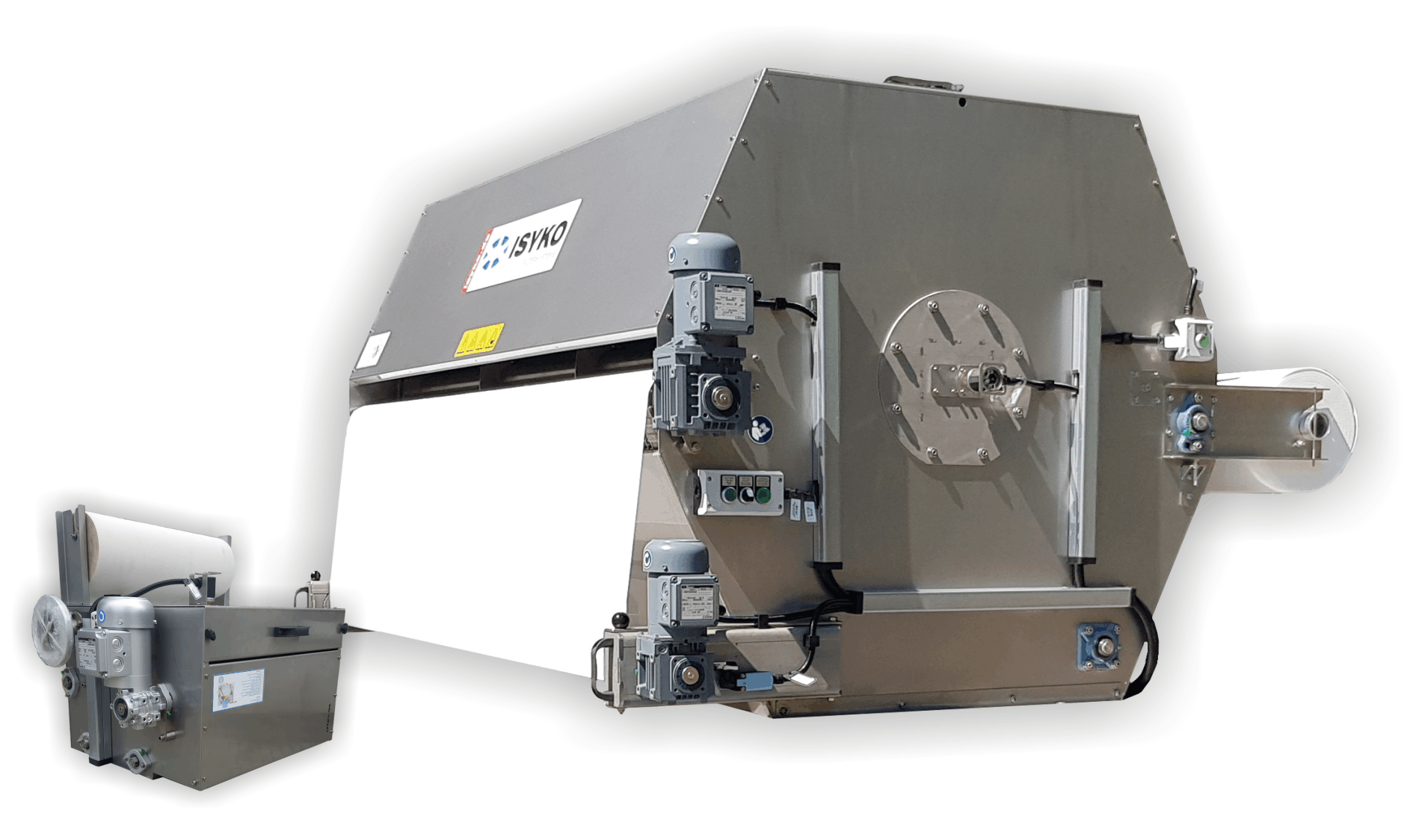 Im Vergleich, der kleinste TBF05.50 und der größte TBF3.200 Trommelbandfilter, Kompaktfilter aus Edelstahl © ISYKO Filtersysteme