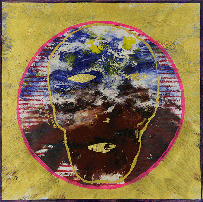 neptun 2016, öl, ölpastell, acryl auf leinwand, 40 x 40 cm