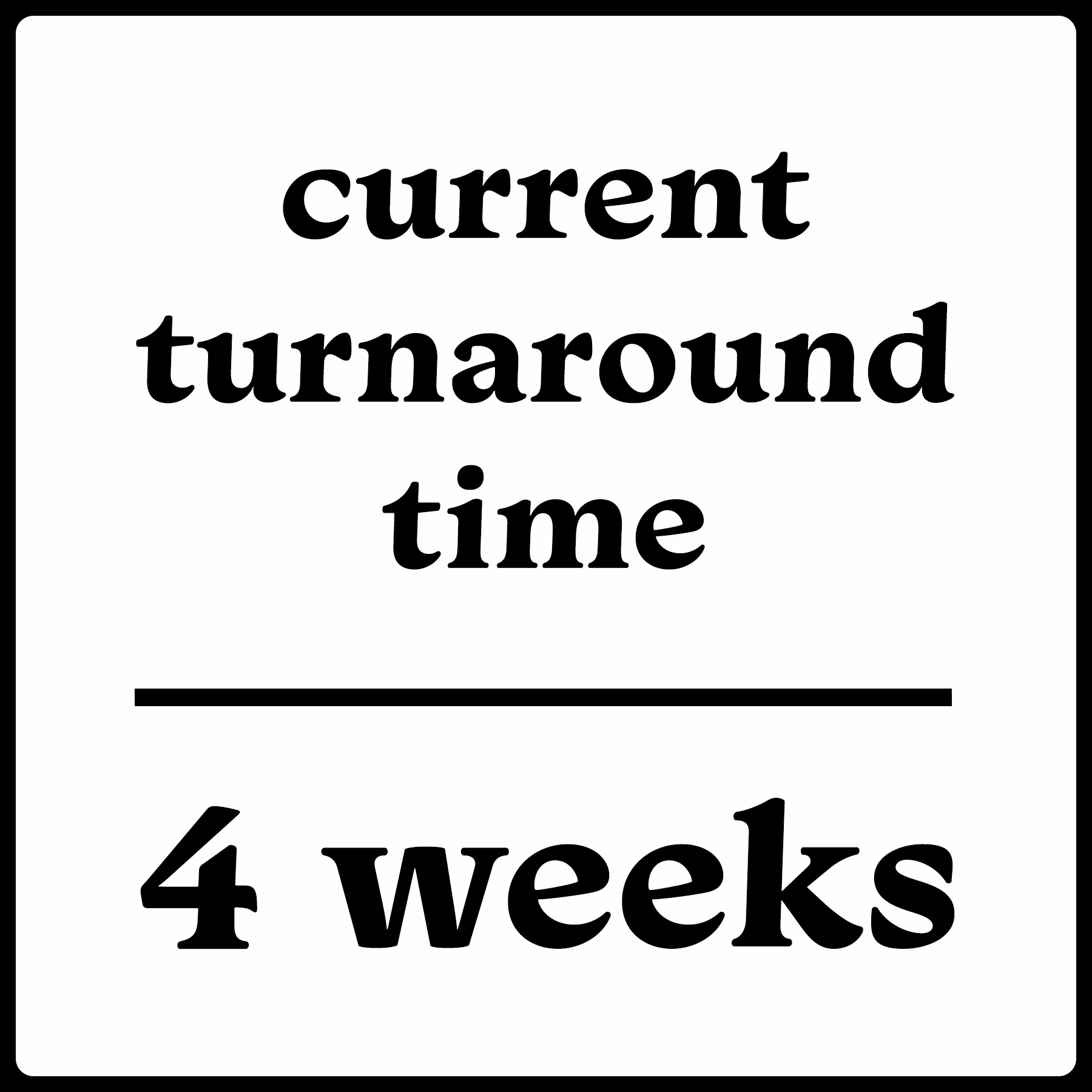Current turnaround time GIF 4 weeks
