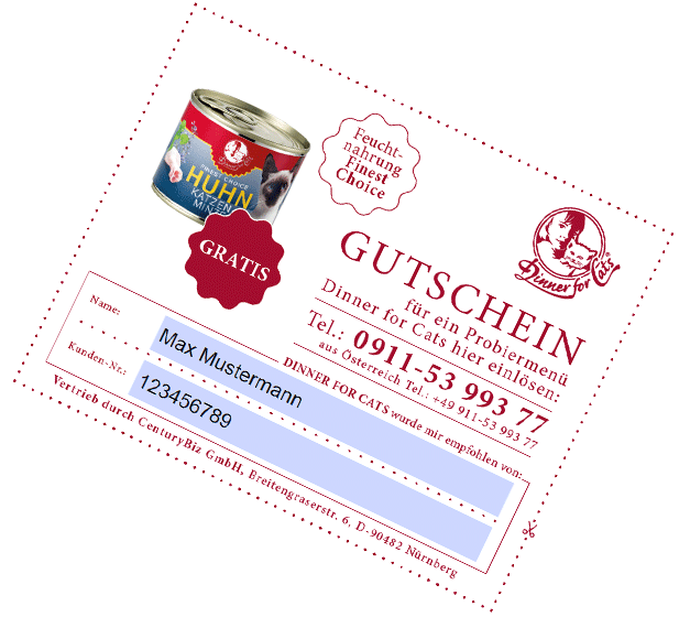 Informationen zum Kundenempfehlungssystem von Dinner for Cats