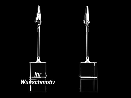 Memohalter 30 x 30 x 30 mm Memohalter aus Glas für individuelle Gravuren, Glasinnengravuren , mit dem eigenen Foto, Motiv, Wappen, Logo oder Widmungen
