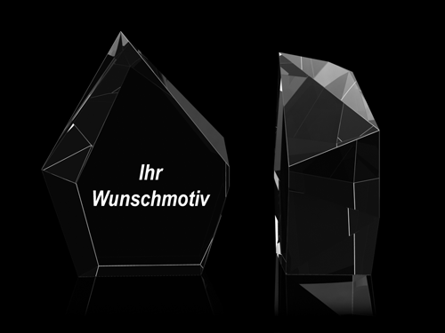 Trophäe 130 x 170 x 60 mm Glastrophäe für individuelle Gravuren, Glasinnengravuren