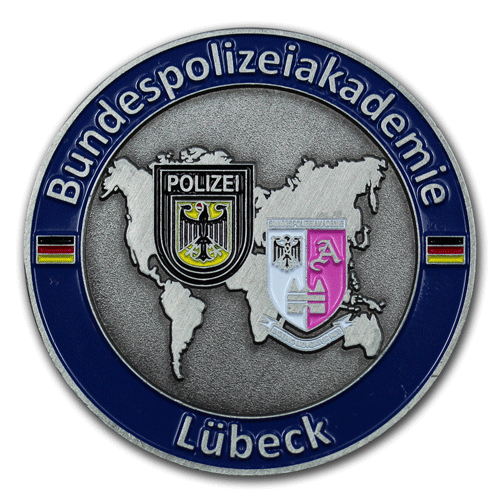 Lieferant von Münzen, Coins mit eigenem Motiv Wappen oder Logo für die Bundespolizei, von der W. Schwemmlein GmbH aus Bayreuth