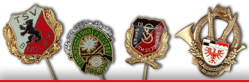 Weitere Infos zu Anstecknadeln... Sonderanfertigungen von Anstecknadeln, Ehrennadeln, Jubiläumsnadel mit Ihrem Wappen, Motiv oder Logo