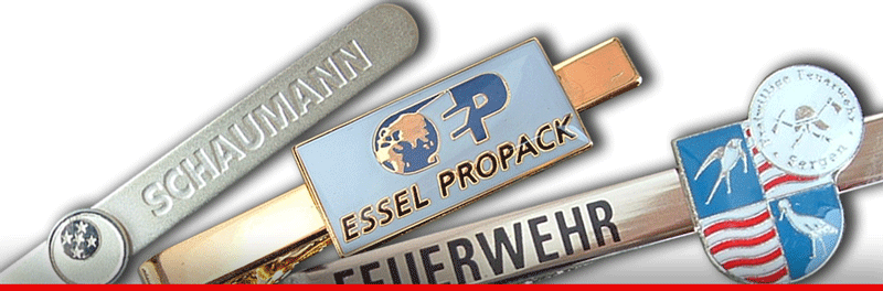 Weitere Infos zu den Krawattenspangen... Sonderanfertigungen von Krawattenklammern, Krawattenspangen, Krawattenschieber mit eigenem Wappen, Motiv oder Logo