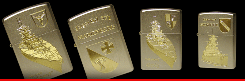 Weitere Infos zu Zippo-Feuerzeuge... Zippo-Feuerzeuge graviert mit eigenem Wappen, Motiv oder Logo mit Goldgravur oder Lasergravur