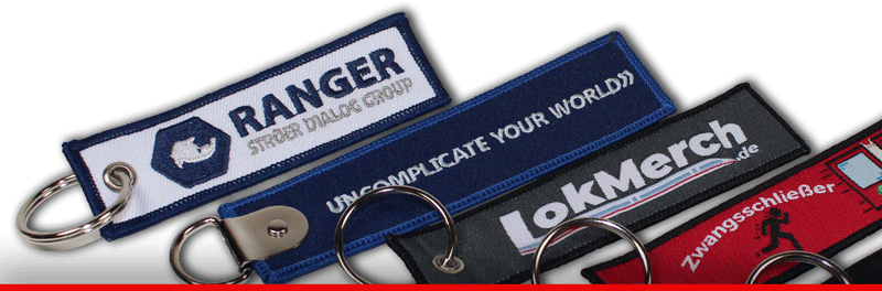 Weitere Infos zu Schlüsselanhänger... Stoffanhänger, Schlüsselanhänger mit eigenem Wappen, Motiv oder Logo bestickt oder bedruckt