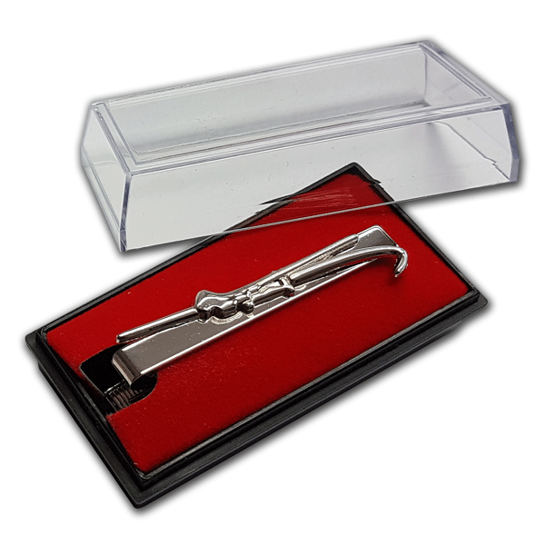 Etuis für Krawattenklammern, Krawattenhalter, Krawattenschieber oder Krawattenklemmen in Kunststoff mit transparenten Deckel oder hochwertige Samtetuis in verschiedenen Farben für repräsentative Ehrungen.