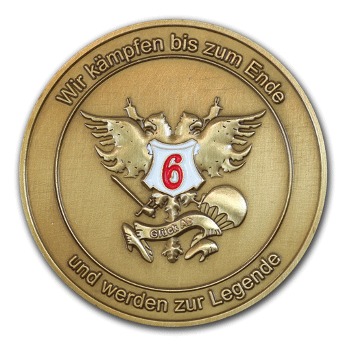 Medaillen, Münzen, Coins, Challenge-Coins, Commander’s Coins für das Heer der Bundeswehr mit eigenem Motiv, Wappen oder Logo gefertigt, von der W. Schwemmlein GmbH aus Bayreuth in Gold, Silber, Bronze, Kupfer oder Messing.
