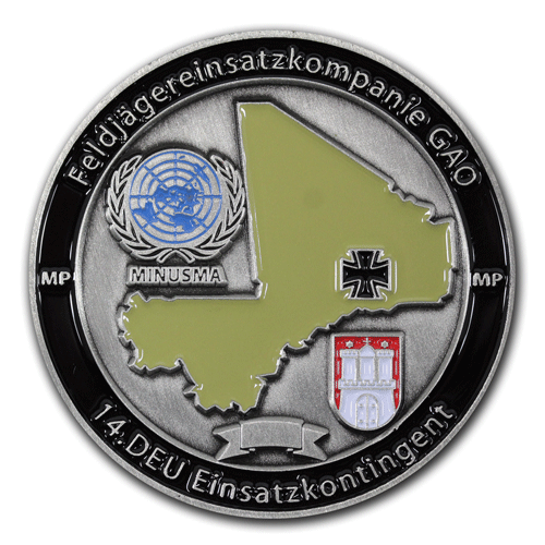 Münzen, Coins, Callenge-Coins, Commander’s Coin für den Auslandseinsatz der Bundeswehr, mit eigenem Motiv, Wappen oder Logo, gefertigt von der W. Schwemmlein GmbH aus Bayreuth in Gold, Silber oder Bronze.