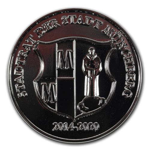 Medaillen individuell gefertigt mit dem eigenen Wappen, Logo oder Motiv, gedruckt oder geprägt, von der W. Schwemmlein GmbH