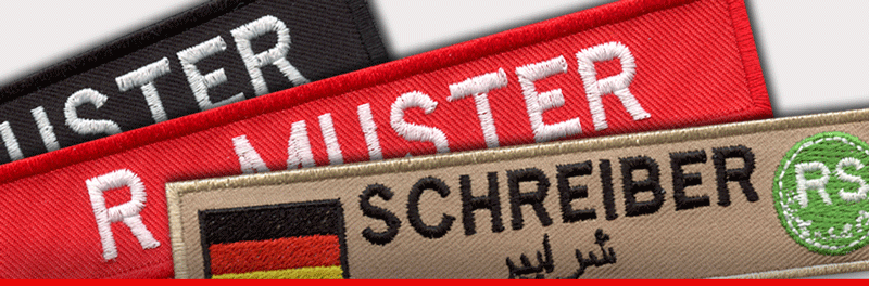 Weitere Infos zu den Namensstreifen... Sonderanfertigung von Namensstreifen, Namensbänder für Bundeswehr, Feuerwehr, Organisationen, Firmen oder Privat