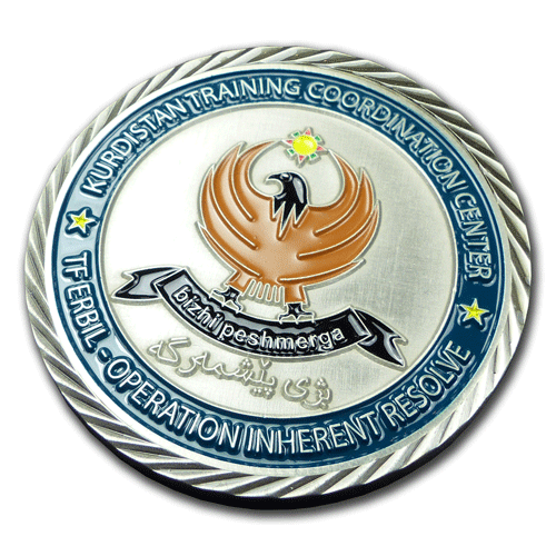 Challenge Coin, Münze geprägt in 23, rein metallische Prägung mit eigenem Motiv