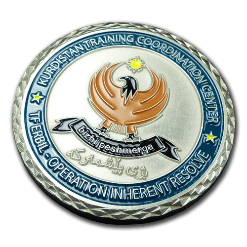 Challenge Coin der Bundeswehr, Antik-Gold-Finish geprägt in 2D, rein metallisch