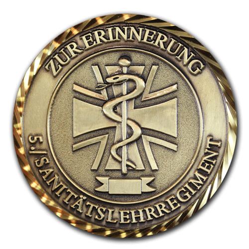 Medaillen, Münzen, Coins, Challenge-Coins, Commander’s Coins für das Heer der Bundeswehr mit eigenem Motiv, Wappen oder Logo gefertigt, von der W. Schwemmlein GmbH aus Bayreuth in Gold, Silber, Bronze, Kupfer oder Messing.