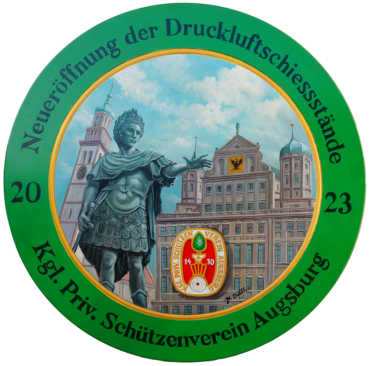 Schützentafel von 2023 mit Augsburgern Motiven