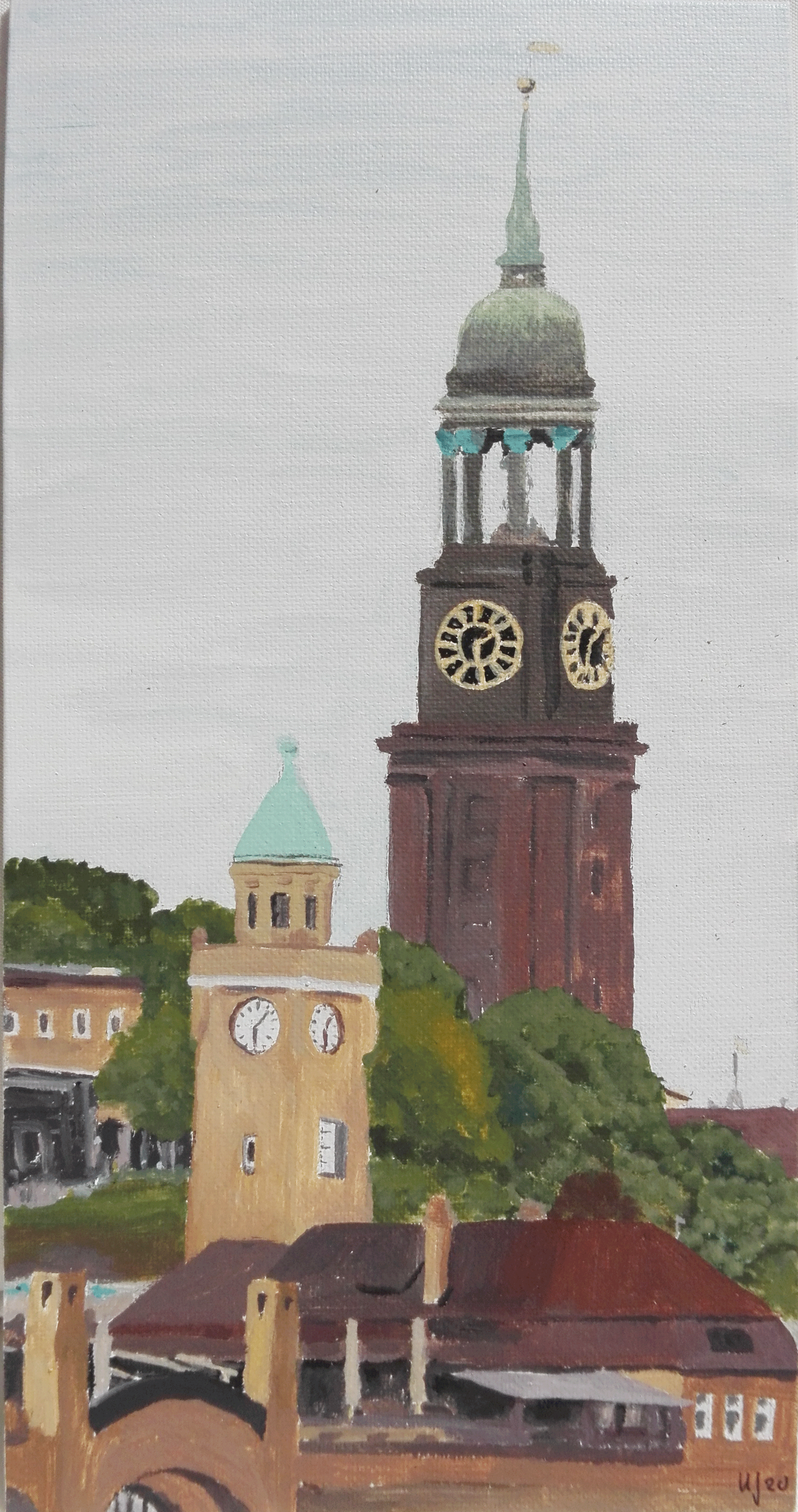 Michel + Landungsbrücken 20x10 cm