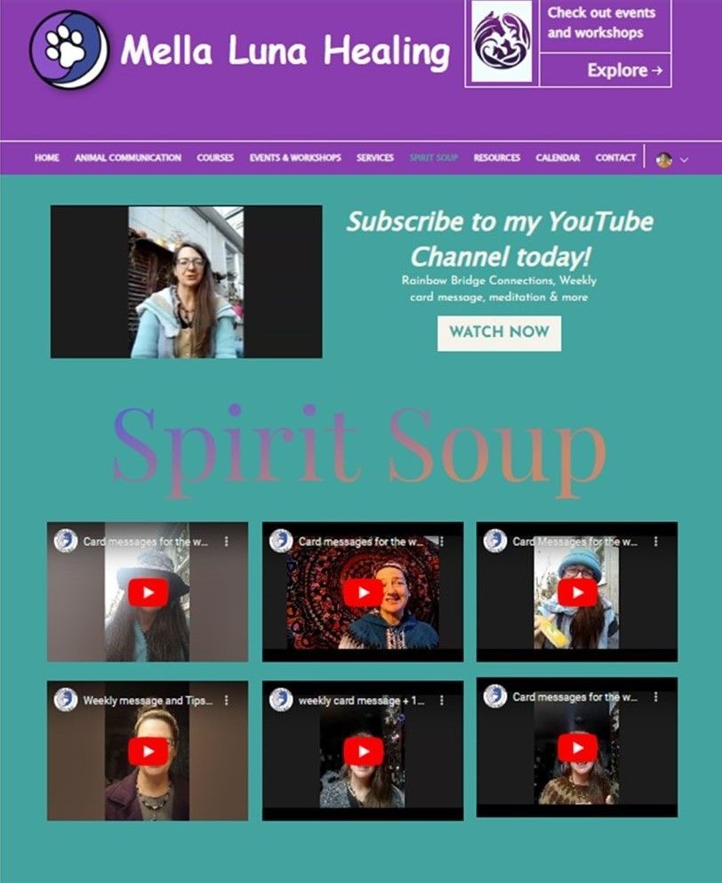 farmer girl web design portfolio mella luna healing spirit soup youtube channel
