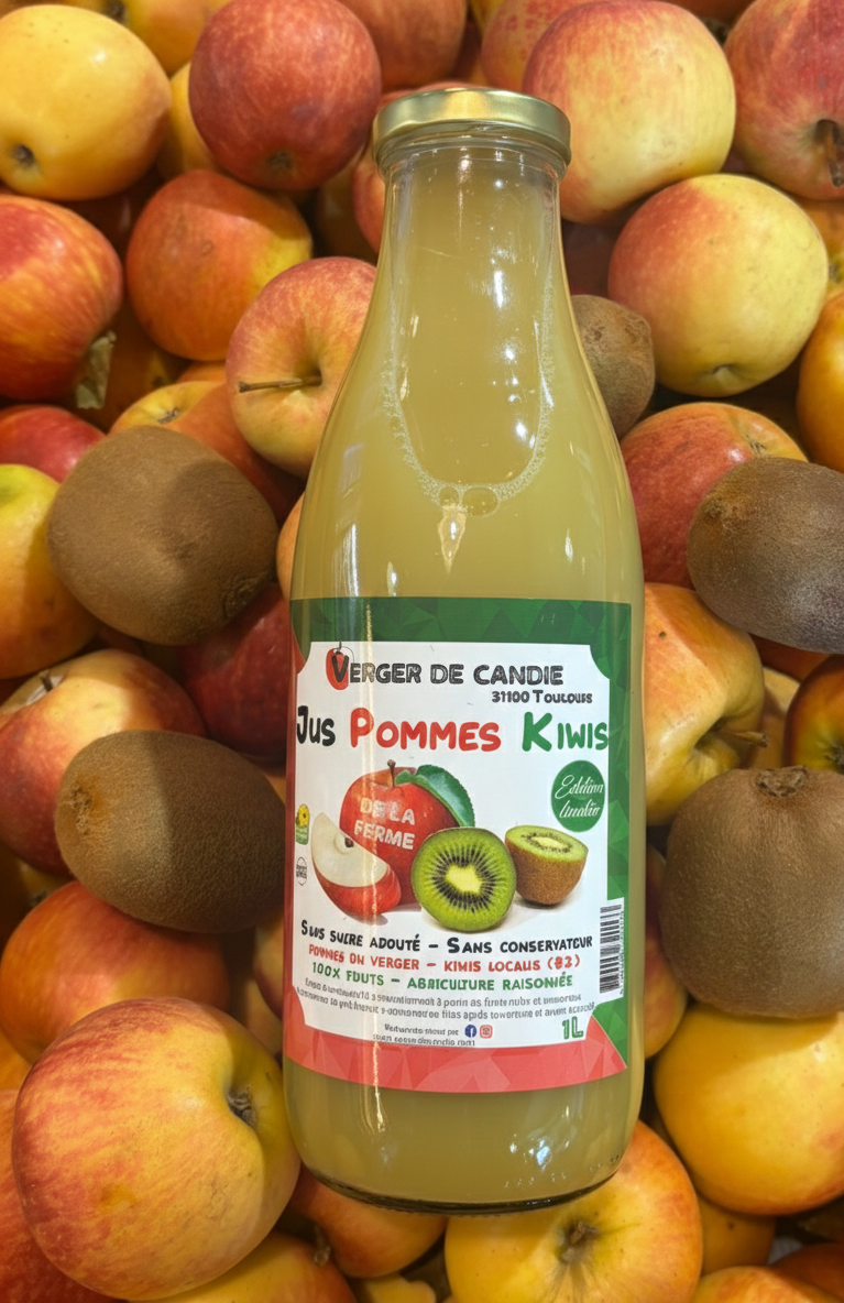 jus pommes/ Kiwis verger de candie