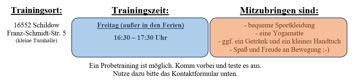 Trainingszeiten der Abteilung BODYART